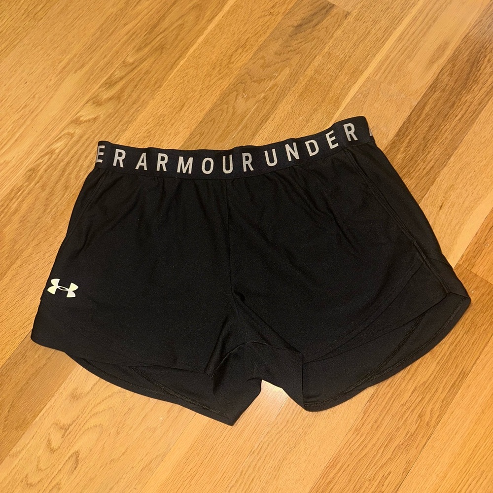 Under Armour Women's Black Athletic Shorts with Logo